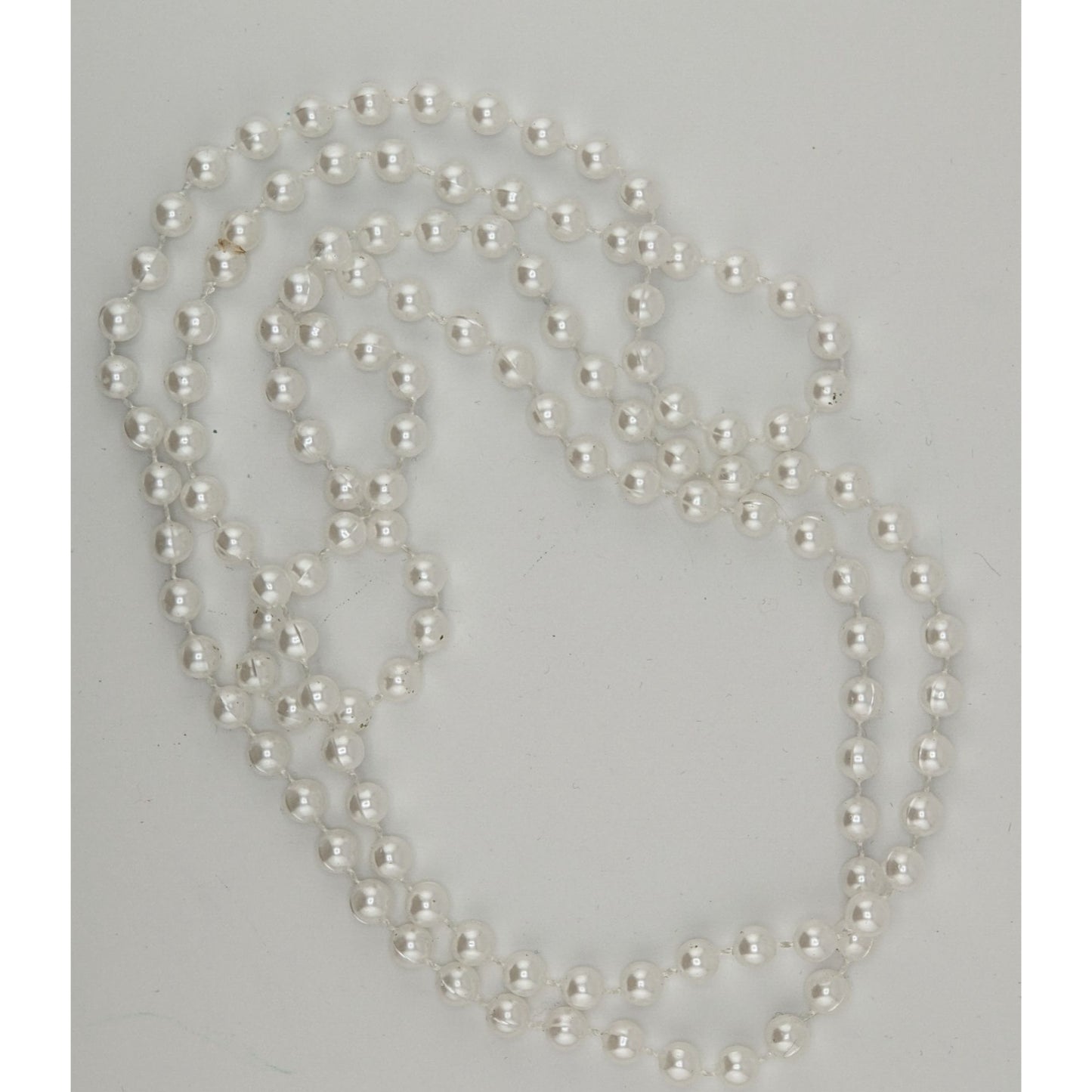 Long White Faux Pearl Necklace 46" Strand For Layering Or Formal Wear