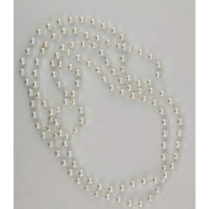 Long White Faux Pearl Necklace 46" Strand For Layering Or Formal Wear
