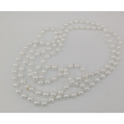 Long White Faux Pearl Necklace 46" Strand For Layering Or Formal Wear