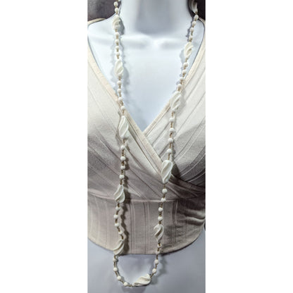 Vintage White Lucite And Glass Beaded Necklace