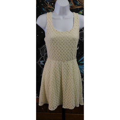 Lily Rose Crochet Cream Skater Dress Size Medium