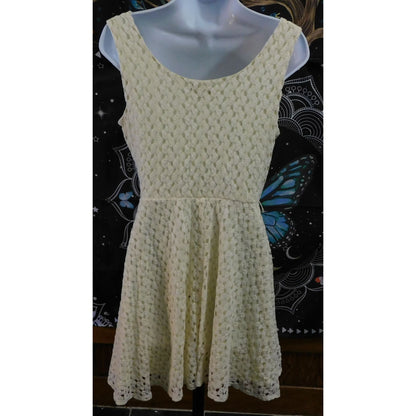 Lily Rose Crochet Cream Skater Dress Size Medium