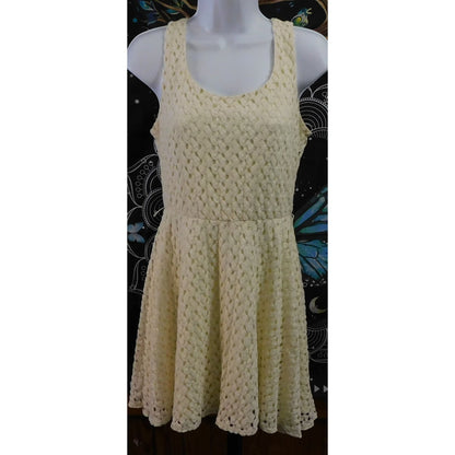 Lily Rose Crochet Cream Skater Dress Size Medium
