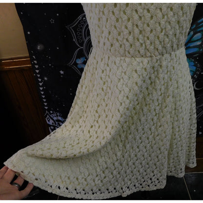 Lily Rose Crochet Cream Skater Dress Size Medium