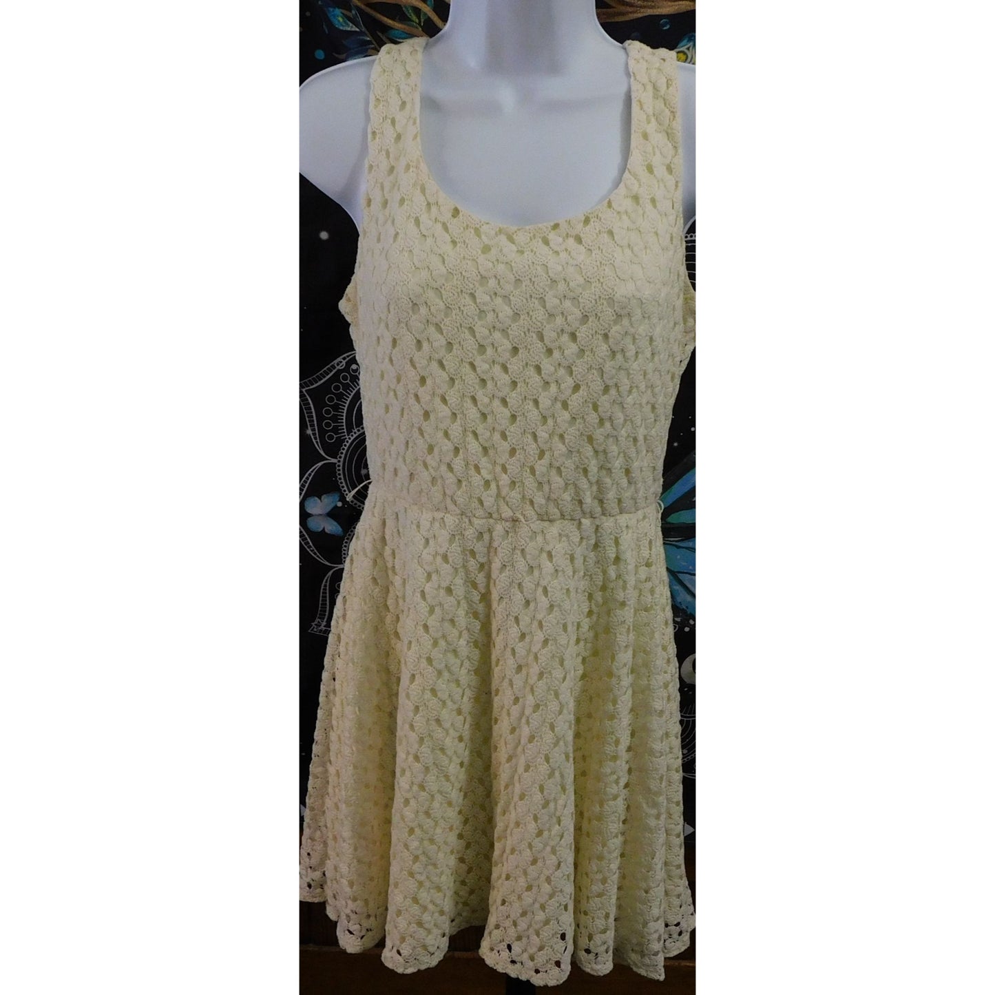 Lily Rose Crochet Cream Skater Dress Size Medium