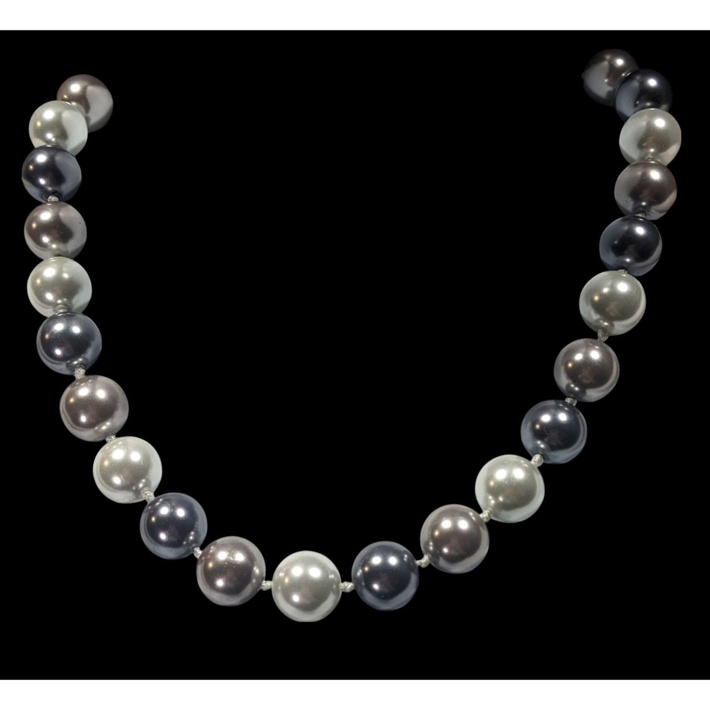 Elegant Glam Faux Pearl Silver Tone Necklace With Rhinestone Clasp