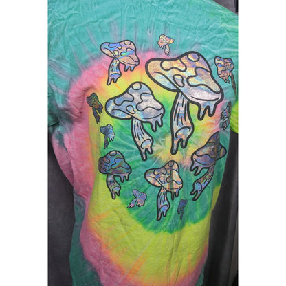 Spencer's Retro Groovy Rainbow Tie-Dye Prismatic Mushroom Shirt Size Medium