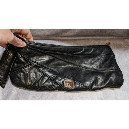 Kooba Black Leather Clutch With Silver Hardware & Interior Zip Pocket