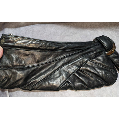 Kooba Black Leather Clutch With Silver Hardware & Interior Zip Pocket