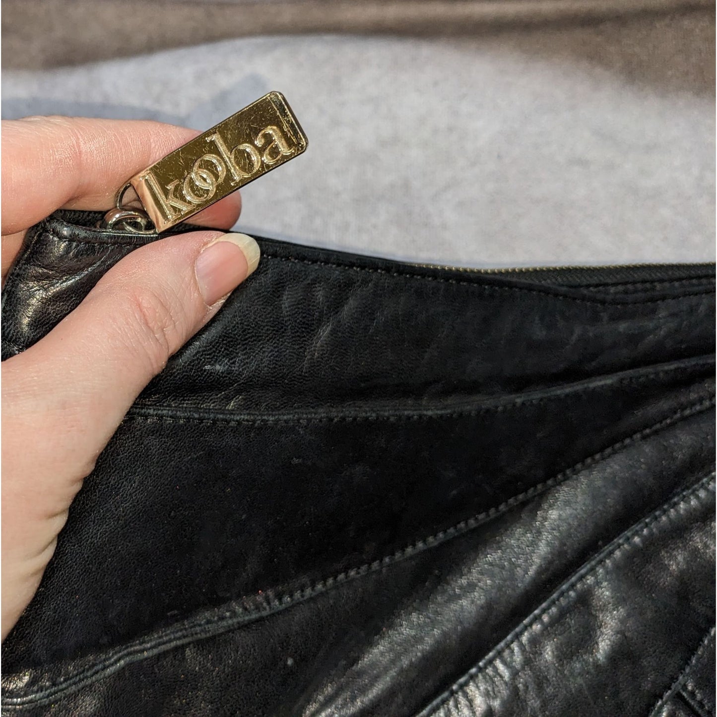 Kooba Black Leather Clutch With Silver Hardware & Interior Zip Pocket