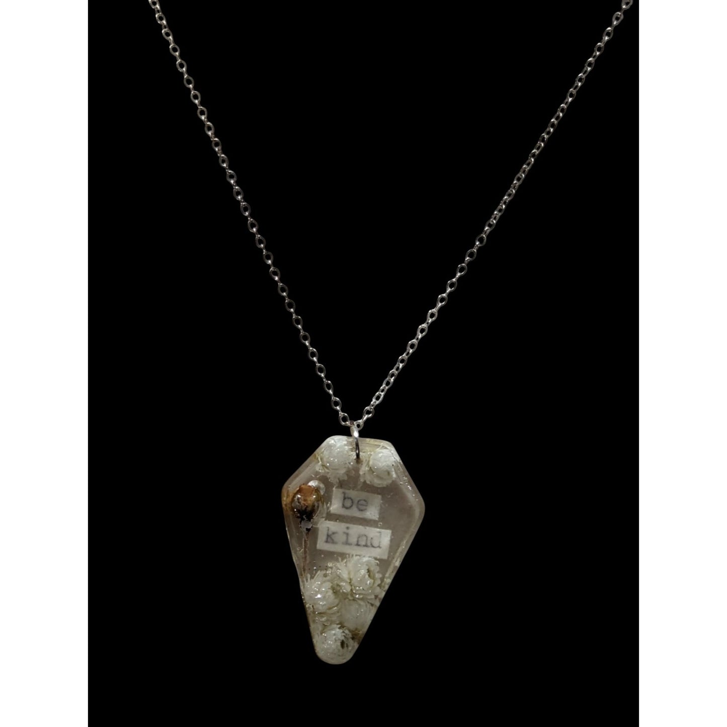 Handmade Whimsygoth Floral Coffin Be Kind Pendant Necklace