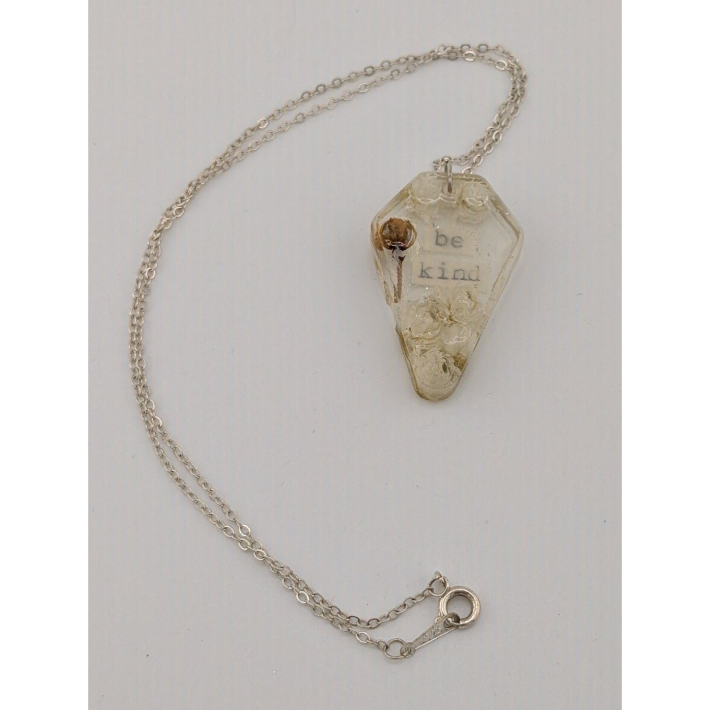Handmade Whimsygoth Floral Coffin Be Kind Pendant Necklace