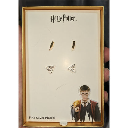 Harry Potter Magical Fine Silver Plated Gold Silver Stud Earrings Set