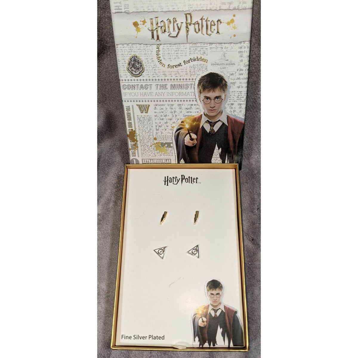 Harry Potter Magical Fine Silver Plated Gold Silver Stud Earrings Set