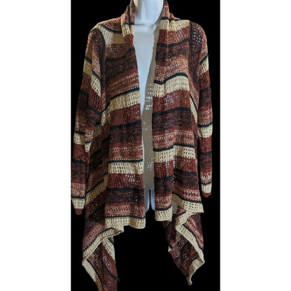 Curve Revolution Striped Open Cardigan Earth Tone Flyaway Boho Fall