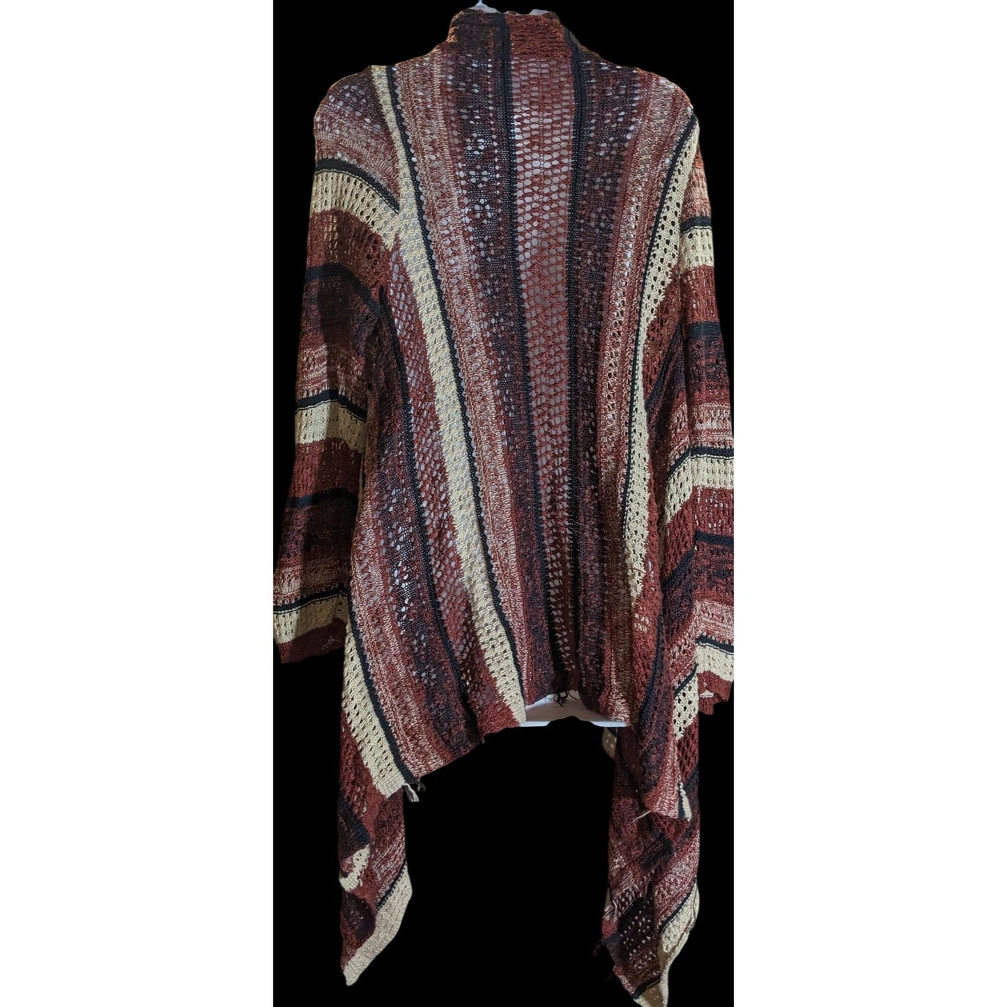 Curve Revolution Striped Open Cardigan Earth Tone Flyaway Boho Fall