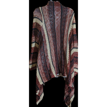 Curve Revolution Striped Open Cardigan Earth Tone Flyaway Boho Fall
