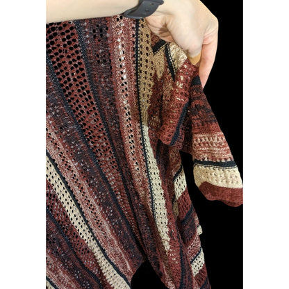 Curve Revolution Striped Open Cardigan Earth Tone Flyaway Boho Fall