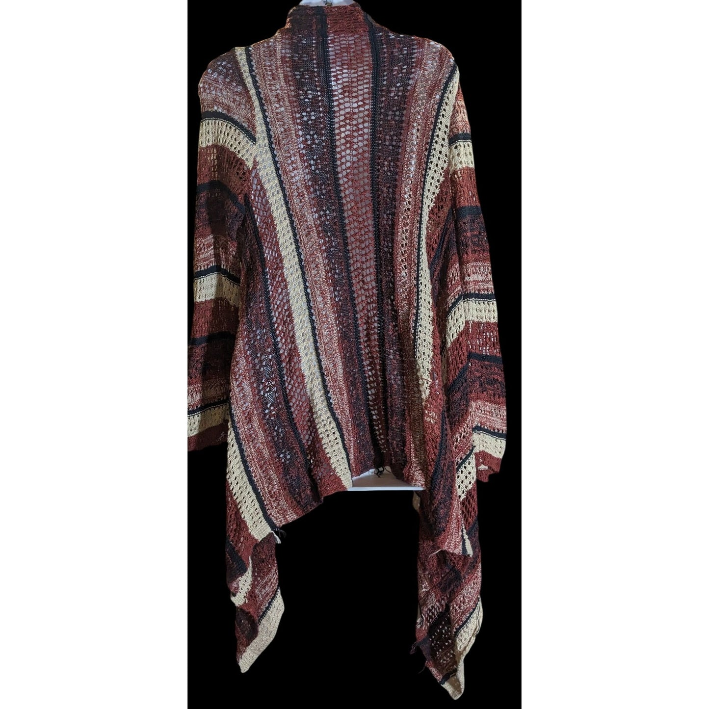 Curve Revolution Striped Open Cardigan Earth Tone Flyaway Boho Fall