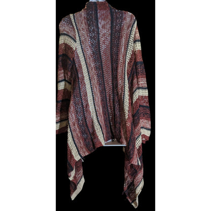 Curve Revolution Striped Open Cardigan Earth Tone Flyaway Boho Fall
