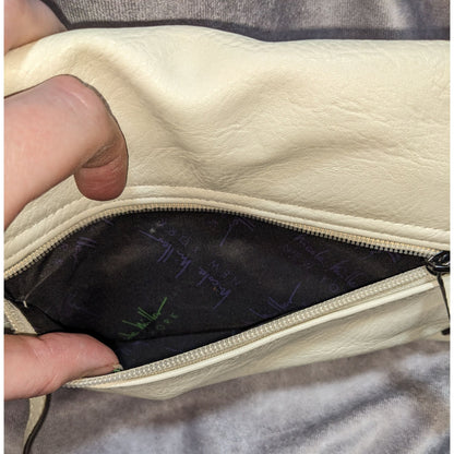 Nicole Miller New York Cream Faux Leather Crossbody Bag With Snap Flap Closure