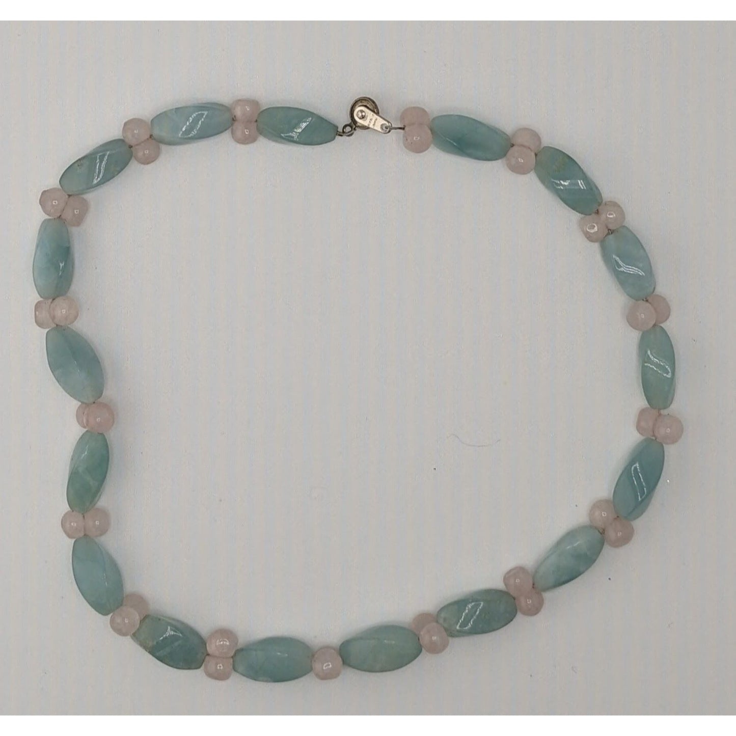 Handmade Vintage Coquette Pastel Dyed Blue And Pink Quartz Beaded Necklace