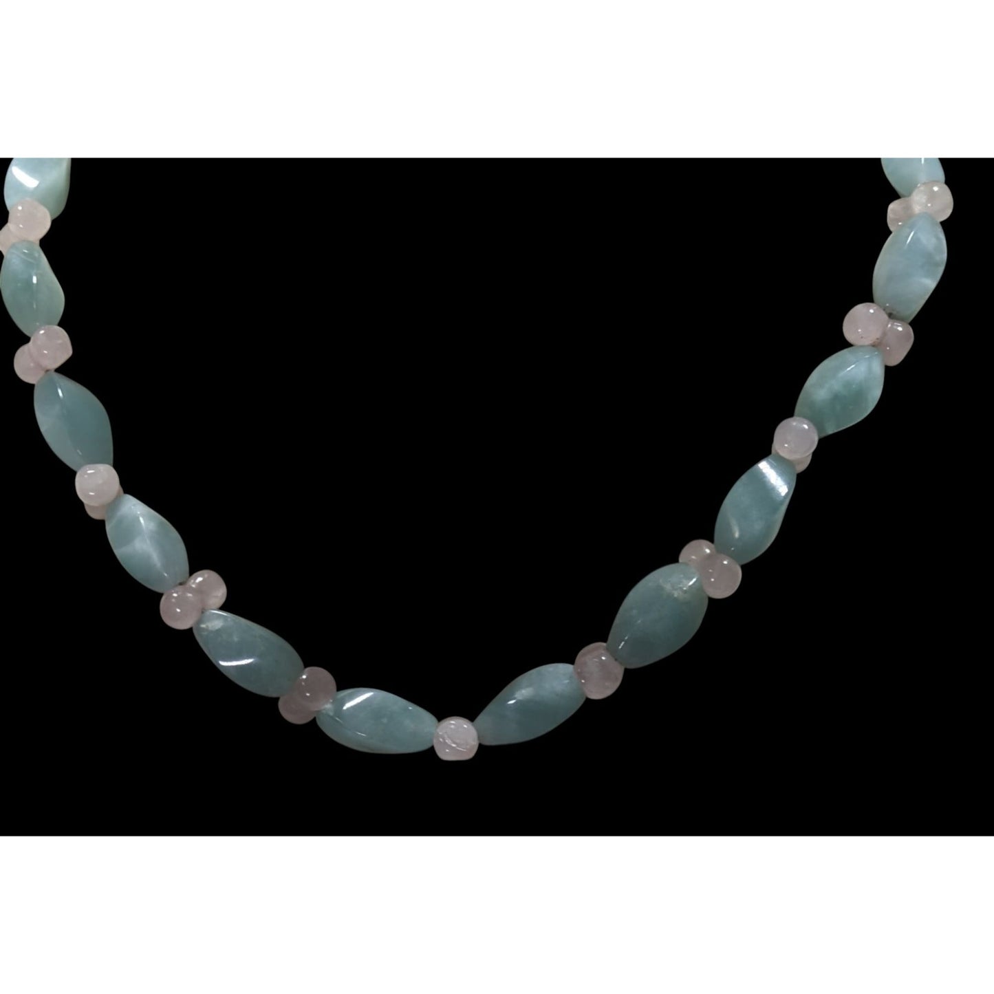 Handmade Vintage Coquette Pastel Dyed Blue And Pink Quartz Beaded Necklace