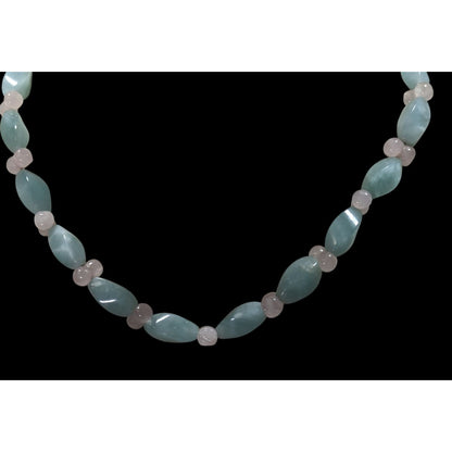 Handmade Vintage Coquette Pastel Dyed Blue And Pink Quartz Beaded Necklace
