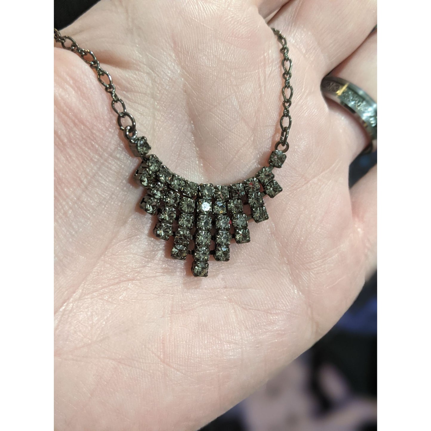 Vintage Gothic Rhinestone Necklace With Tiered Design