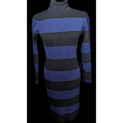 JCrew Preppy Goth Black And Purple Striped Dress