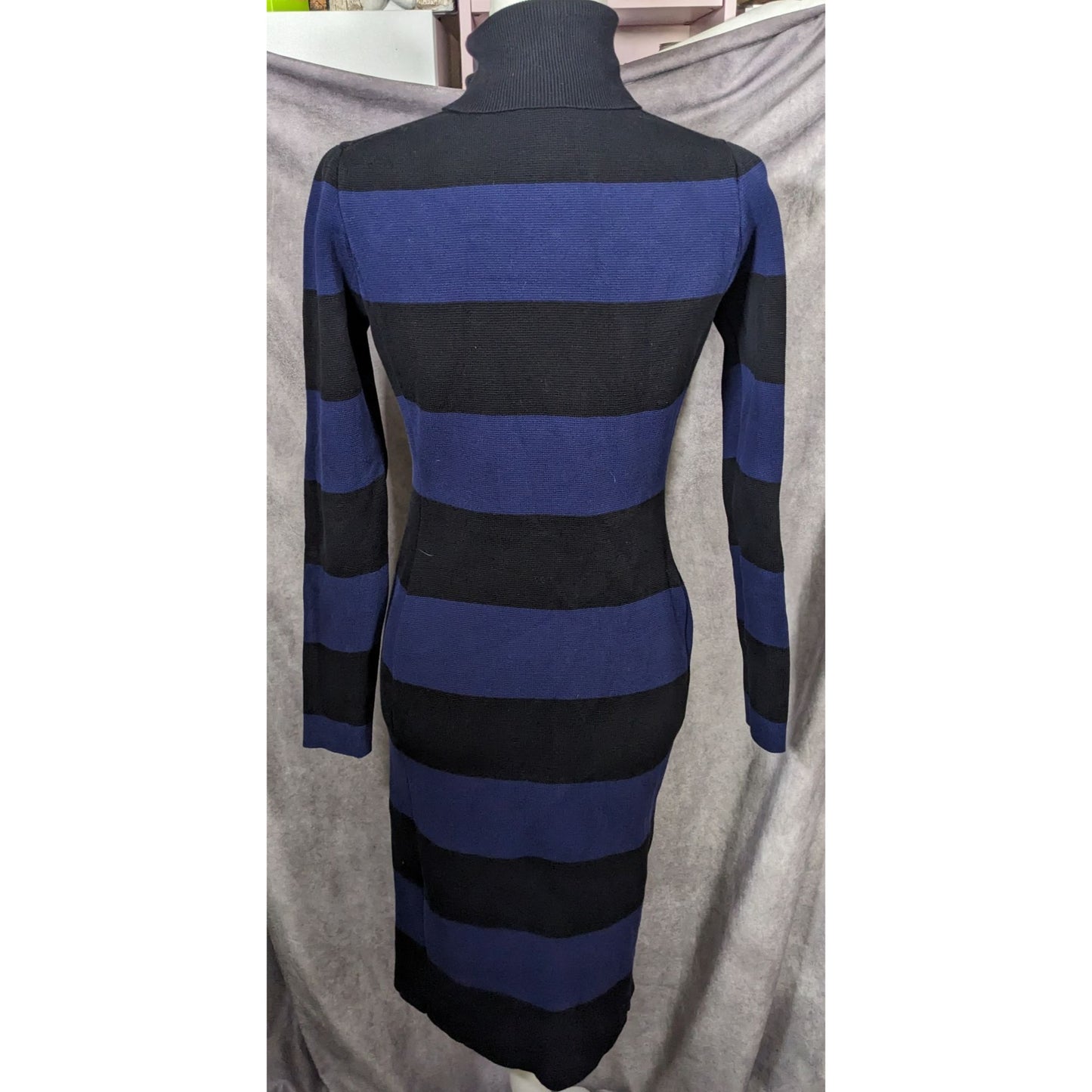 JCrew Preppy Goth Black And Purple Striped Dress