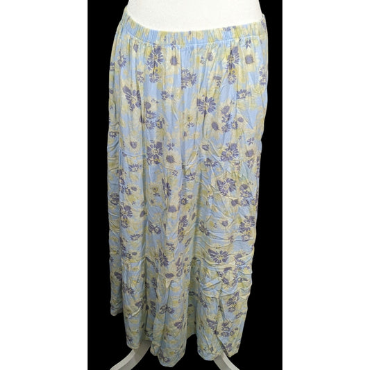 Rewind Floral Cottagecore Blue And Yellow Maxi Skirt