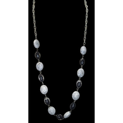 Black & Grey Crackle Bead Necklace With Silver-Tone Chain