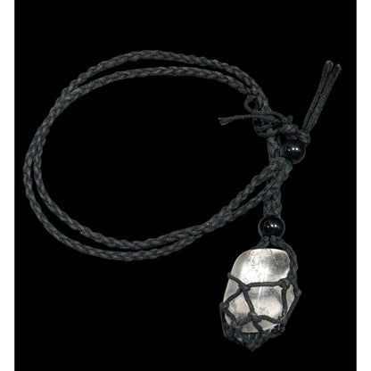 Whimsical Crochet Caged Clear Stone Pendant Necklace