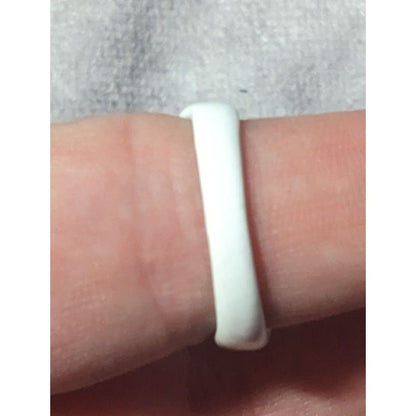 White Abstract Metal Wrap Ring With Enamel Finish Size 7 1/2