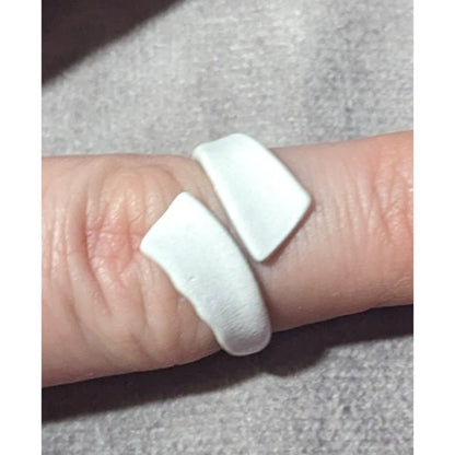 White Abstract Metal Wrap Ring With Enamel Finish Size 7 1/2