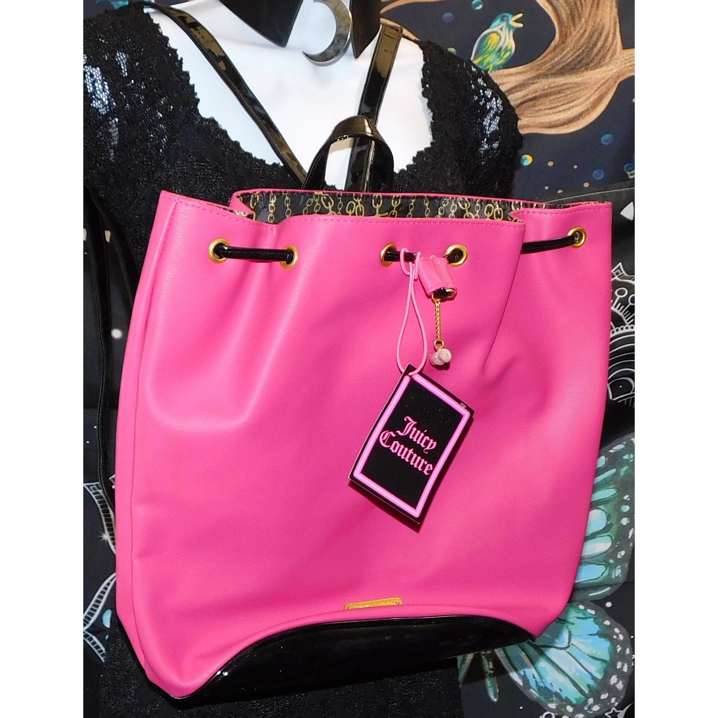 Juicy Couture Black And Pink Backpack NWT