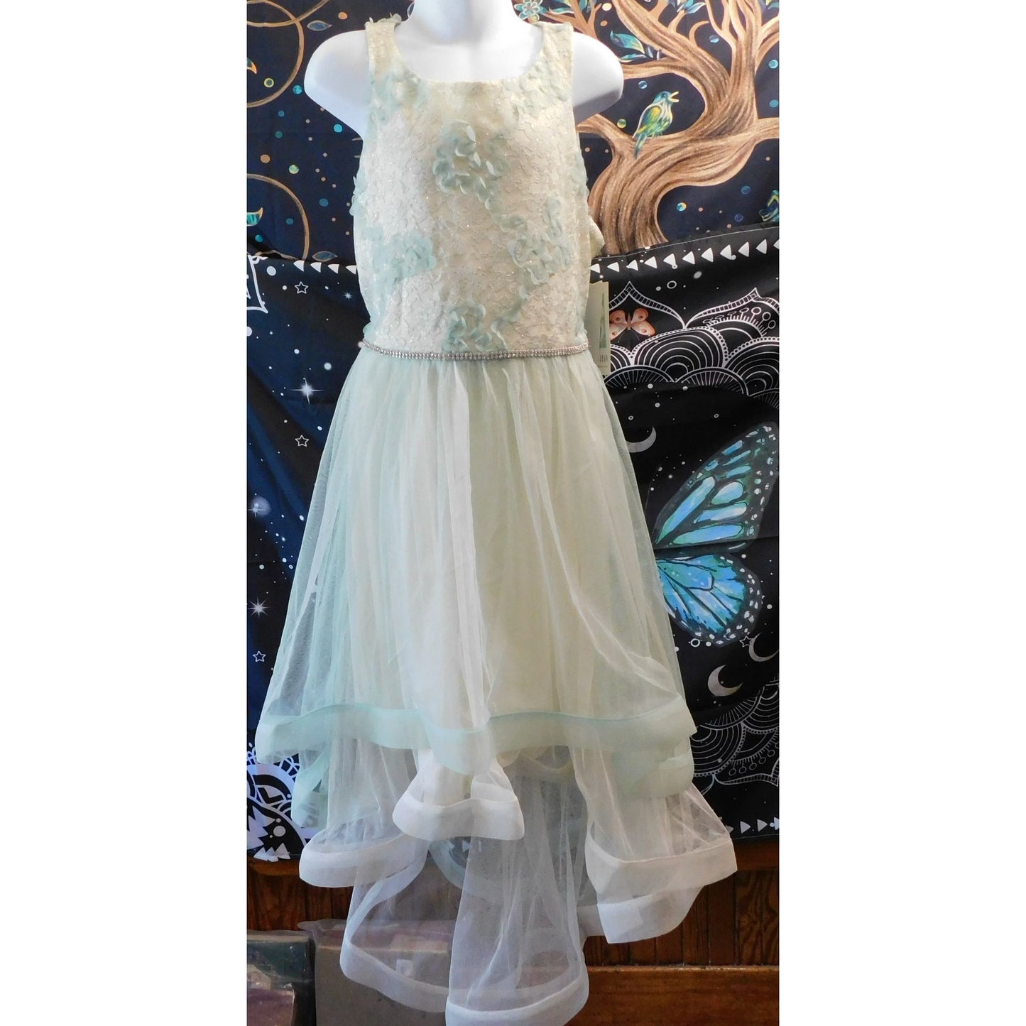 Bonnie Jean Pastel Floral Layered Hi-Low Dress