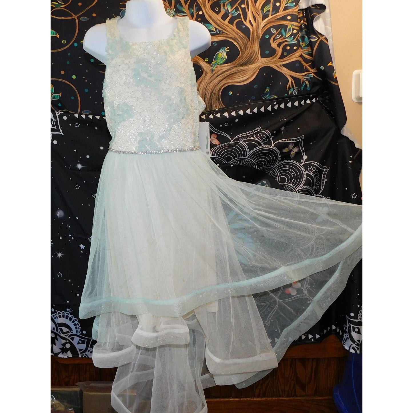 Bonnie Jean Pastel Floral Layered Hi-Low Dress