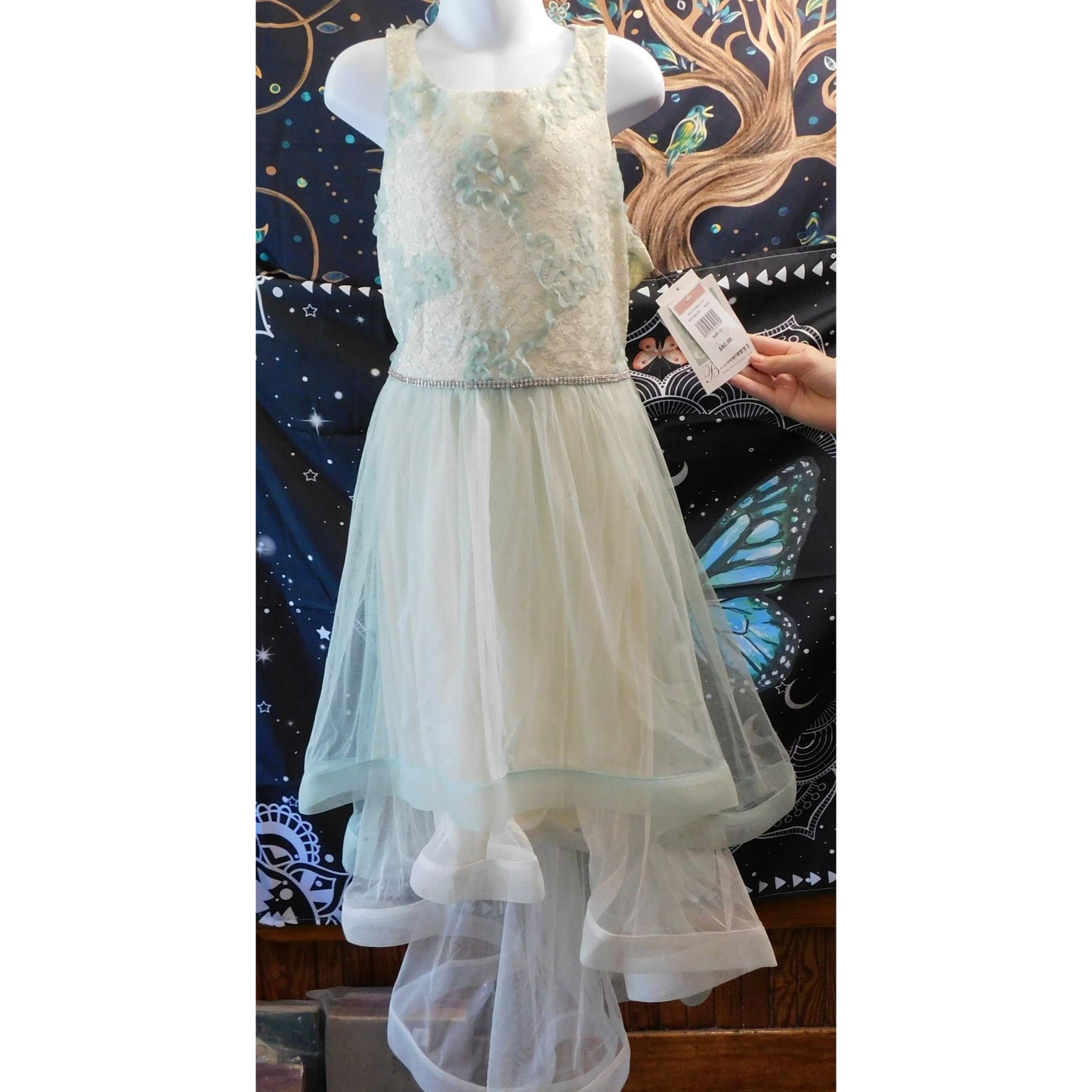 Bonnie Jean Pastel Floral Layered Hi-Low Dress