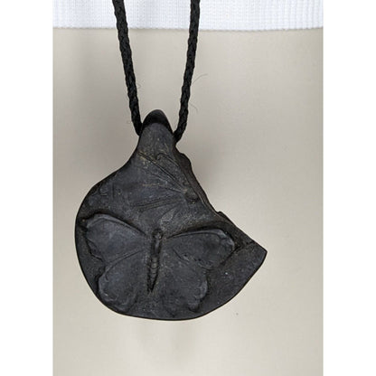 Handmade Butterfly Pendant Necklace Black Fairycore Embossed Jewelry