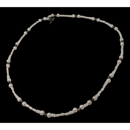 Handmade Whimsical Faux Pearl Necklace With Star Accents