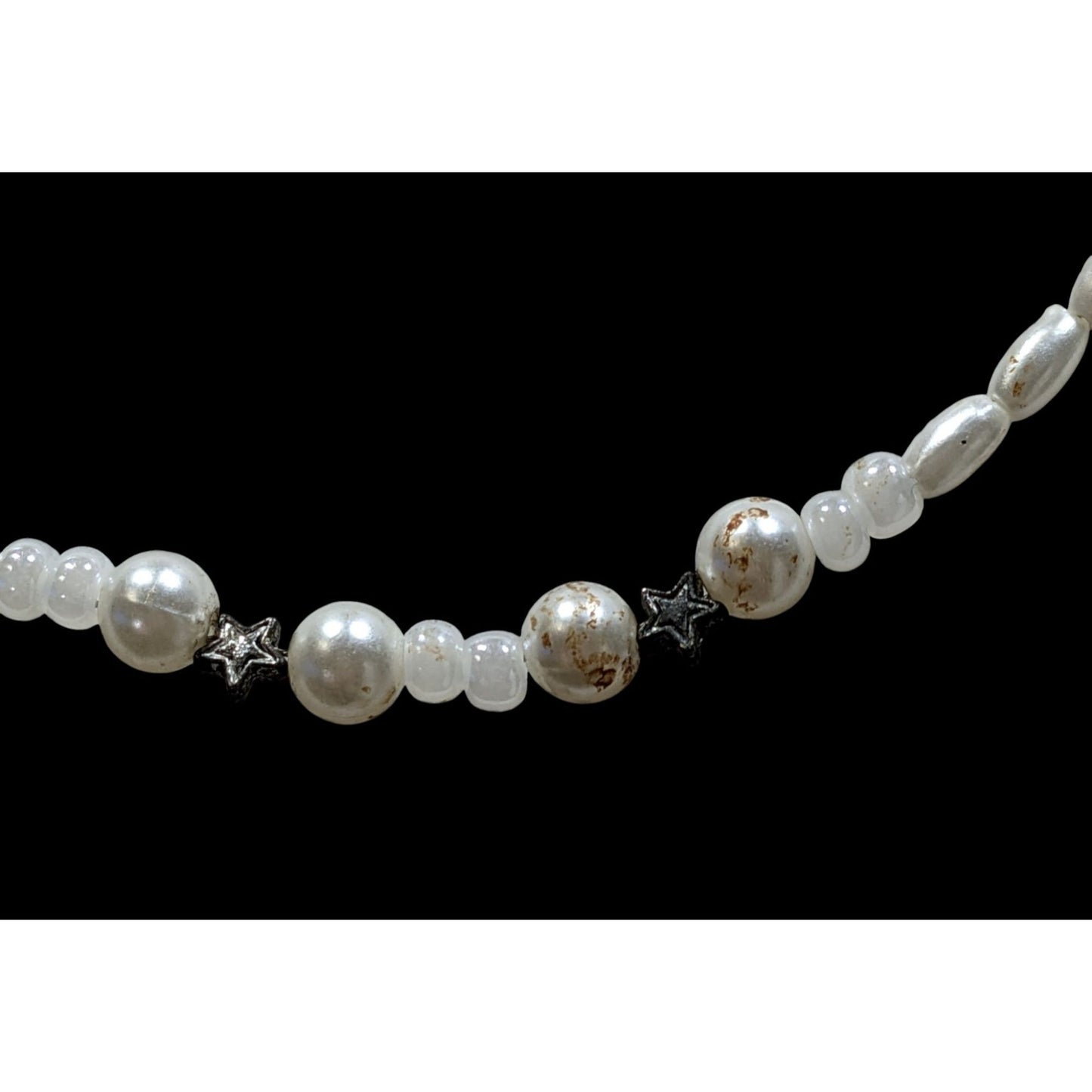 Handmade Whimsical Faux Pearl Necklace With Star Accents