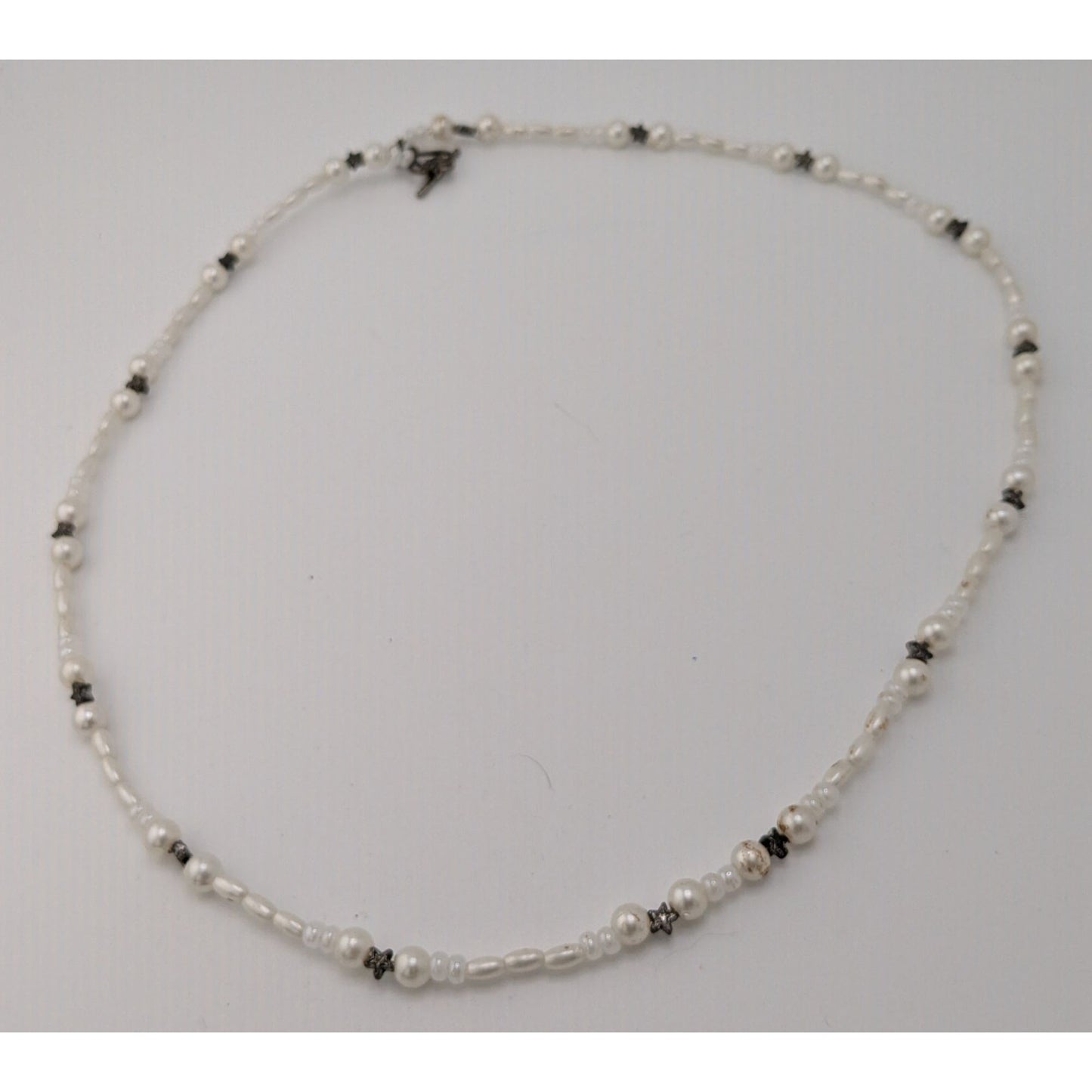 Handmade Whimsical Faux Pearl Necklace With Star Accents