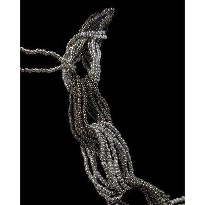 Chunky Braided Knot Silver Tone Glass Beaded Necklace