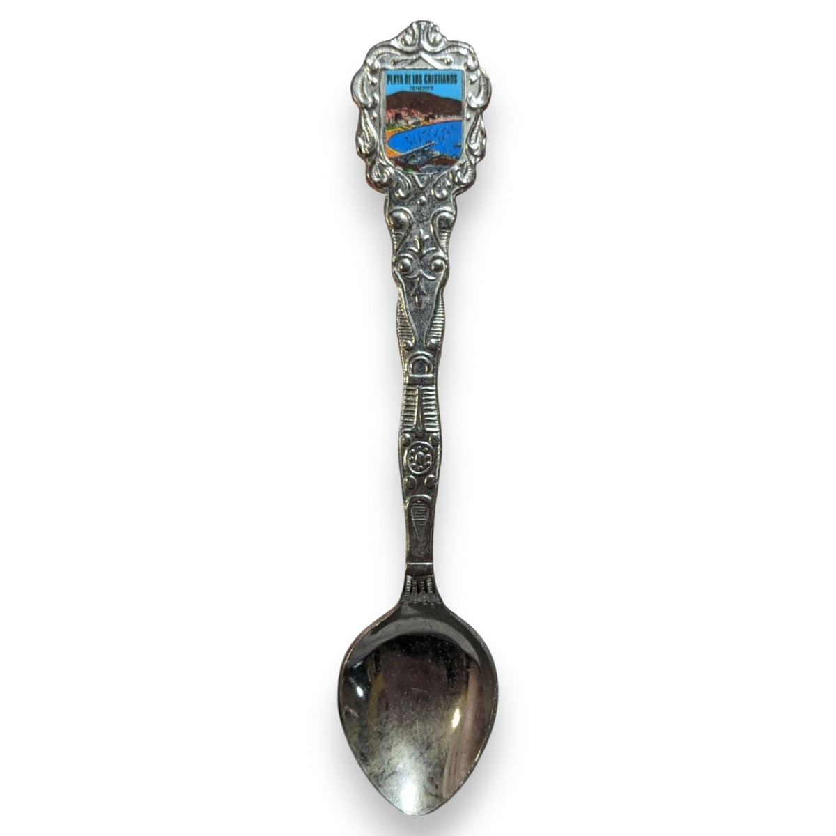 Vintage Travel Silver Tone Playa De Los Cristianos Tenerife Souvenir Spoon 5 Inch