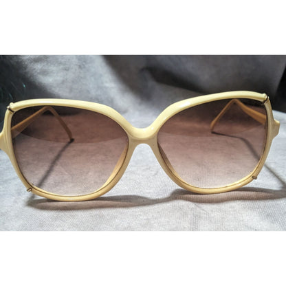 Vintage 60s Retro Cream And Gold Sunglasses