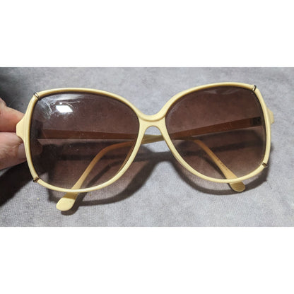 Vintage 60s Retro Cream And Gold Sunglasses