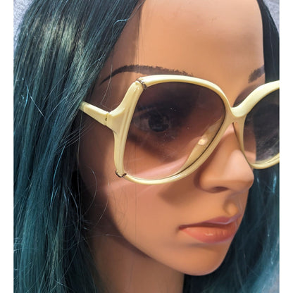 Vintage 60s Retro Cream And Gold Sunglasses