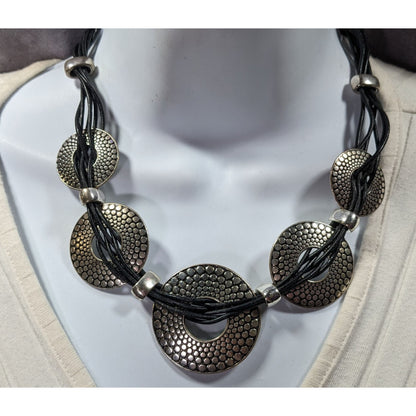 St. Thomas Silver Tone Pebble Medallion Statement Necklace